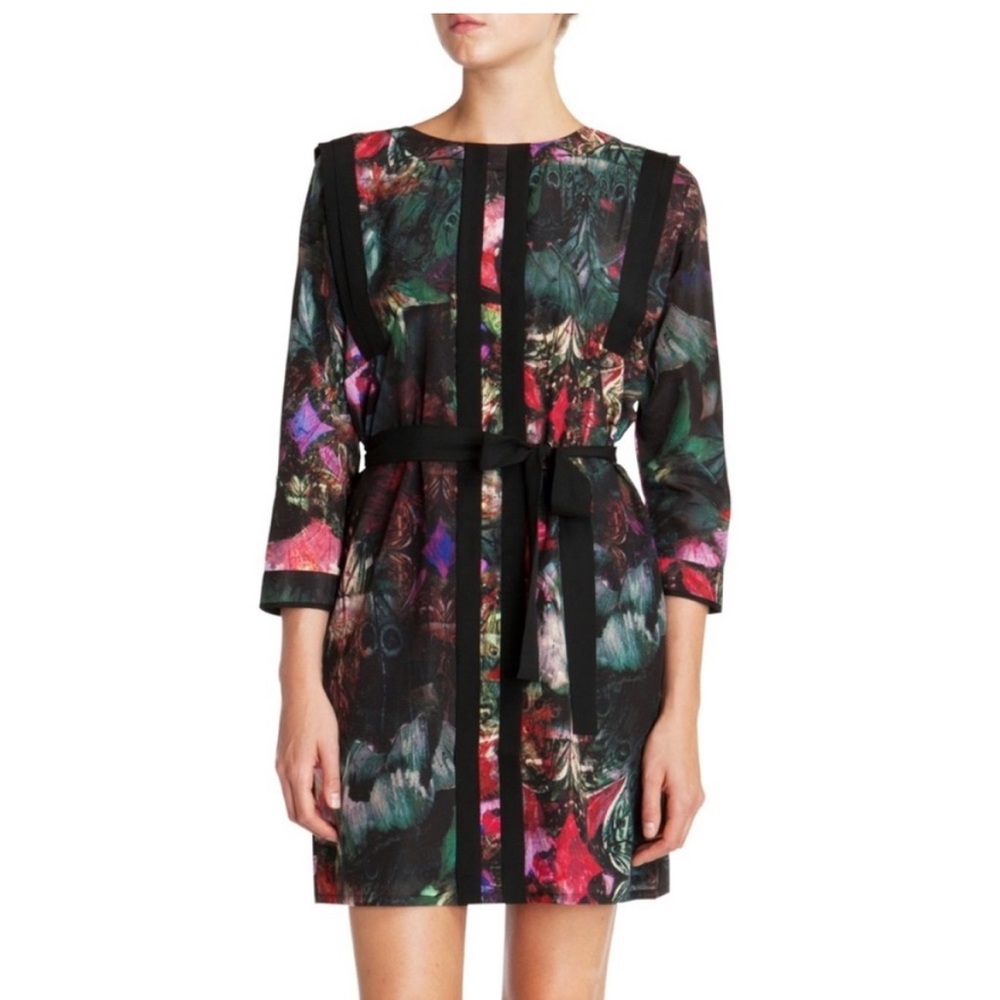 Floral Print Black Dress
